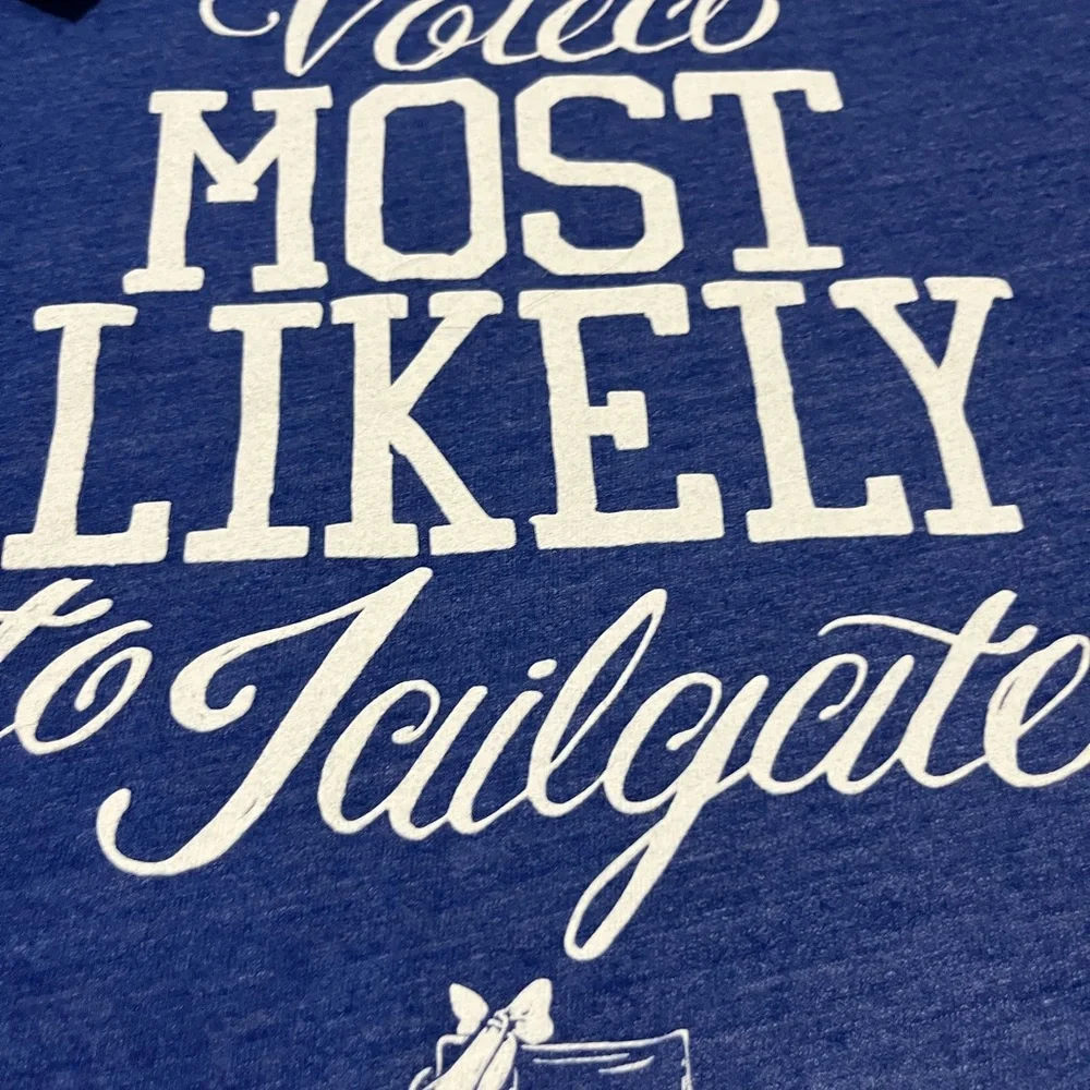 Lauren James Blue Short Sleeve Tee Voted Most Likely to Tailgate- Medium - Picture 4 of 5